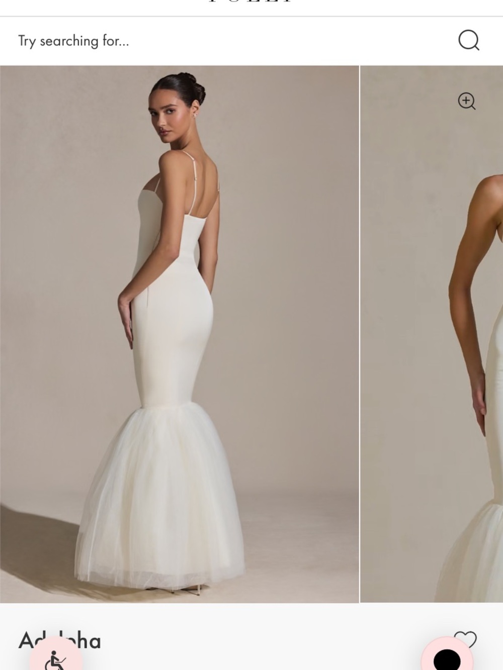 Adelpha Tulle Hem Fishtail Gown in Ivory - Picture 2 of 7